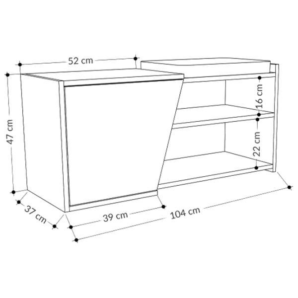 Обувной шкаф Trendy Fiona 37 x 104 x 47см /Дуб антрацит /Дуб photo 3