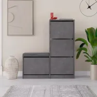 Dulap pentru încălțăminte Trendy Oslo 118.5 x 105 x 26 /Gray /Gray photo 4