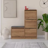 Dulap pentru încălțăminte Trendy Oslo 118.5 x 105 x 26 /Hitit /Light Brown photo 4