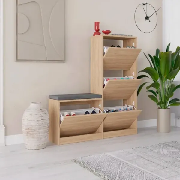Dulap pentru încălțăminte Trendy Oslo 118.5 x 105 x 26 /Oak /Oak photo 3