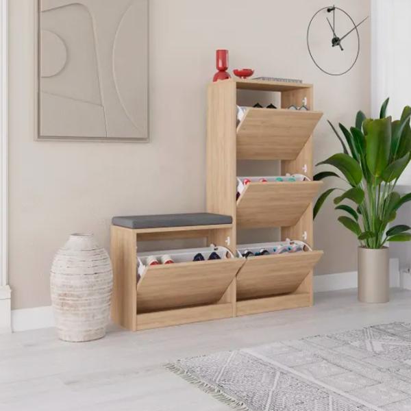 Dulap pentru încălțăminte Trendy Oslo 118.5 x 105 x 26 /Oak /Oak photo 3