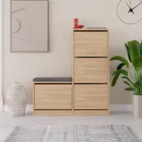 Dulap pentru încălțăminte Trendy Oslo 118.5 x 105 x 26 /Oak /Oak photo 5