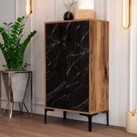 Dulap pentru încălțăminte Trendy Prag 111 x 60 x 35 /Walnut /Black marble photo 3