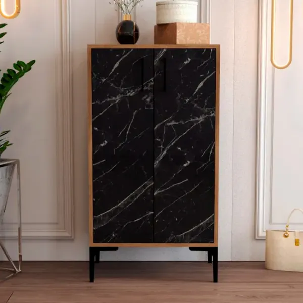 Обувной шкаф Trendy Prag 111 x 60 x 35см /Oреховый /Черный мрамор photo 4