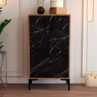 Dulap pentru încălțăminte Trendy Prag 111 x 60 x 35 /Walnut /Black marble photo 4