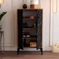 Dulap pentru încălțăminte Trendy Prag 111 x 60 x 35 /Walnut /Black marble photo 5