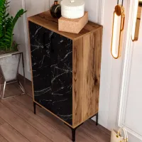 Dulap pentru încălțăminte Trendy Prag 111 x 60 x 35 /Walnut /Black marble photo 6