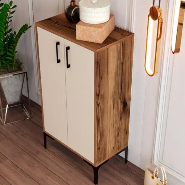Обувной шкаф Trendy Prag 111 x 60 x 35см /Oреховый /Walnut Cream photo 6
