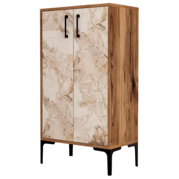 Обувной шкаф Trendy Prag 111 x 60 x 35см /Oреховый /Белый мрамор photo 1