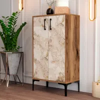 Dulap pentru încălțăminte Trendy Prag 111 x 60 x 35 /Walnut /White marble photo 3