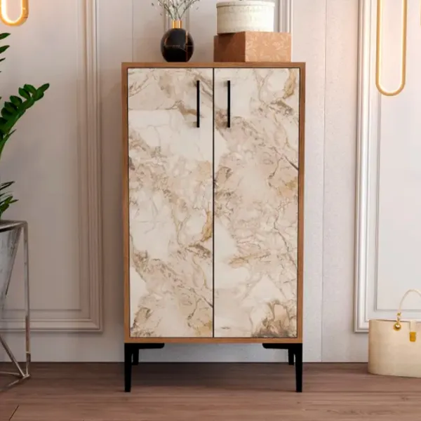 Обувной шкаф Trendy Prag 111 x 60 x 35см /Oреховый /Белый мрамор photo 4