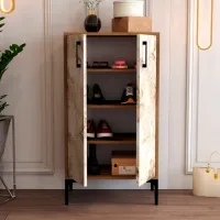 Dulap pentru încălțăminte Trendy Prag 111 x 60 x 35 /Walnut /White marble photo 5