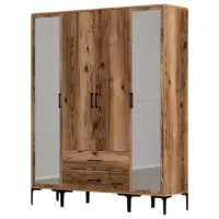 Dulap pentru haine Trendy Kumsal RTR 160 x 47.5 x 201.4 / PAL melaminat / Walnut