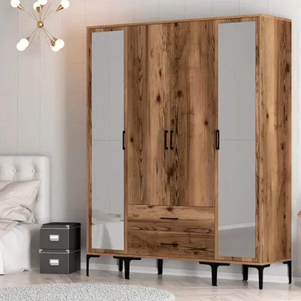 Dulap pentru haine Trendy Kumsal RTR 160 x 47.5 x 201.4 / PAL melaminat / Walnut photo 5