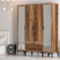Dulap pentru haine Trendy Kumsal RTR 160 x 47.5 x 201.4 / PAL melaminat / Walnut photo 5