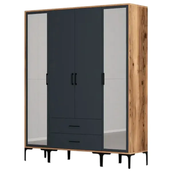 Dulap pentru haine Trendy Kumsal RTR 160 x 47.5 x 201.4 / PAL melaminat / Walnut photo 1