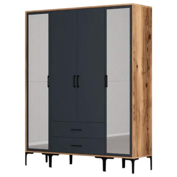 Dulap pentru haine Trendy Kumsal RTR 160 x 47.5 x 201.4 / PAL melaminat / Walnut photo 1