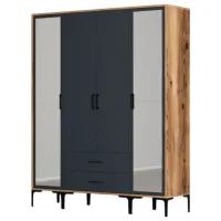 Dulap pentru haine Trendy Kumsal RTR 160 x 47.5 x 201.4 / PAL melaminat / Walnut