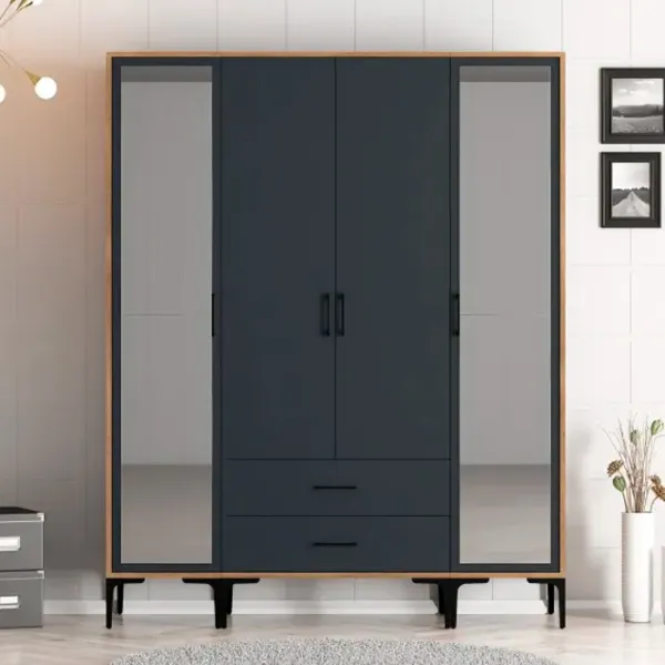Dulap pentru haine Trendy Kumsal RTR 160 x 47.5 x 201.4 / PAL melaminat / Walnut photo 3