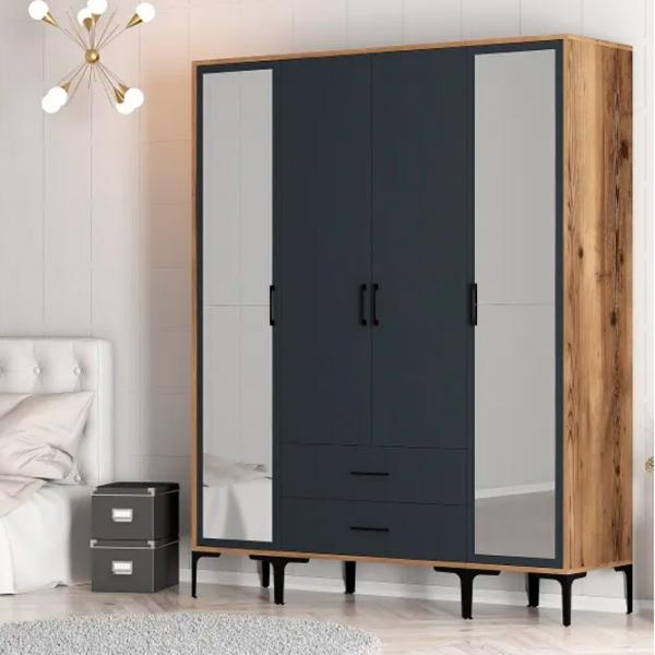 Dulap pentru haine Trendy Kumsal RTR 160 x 47.5 x 201.4 / PAL melaminat / Walnut photo 5