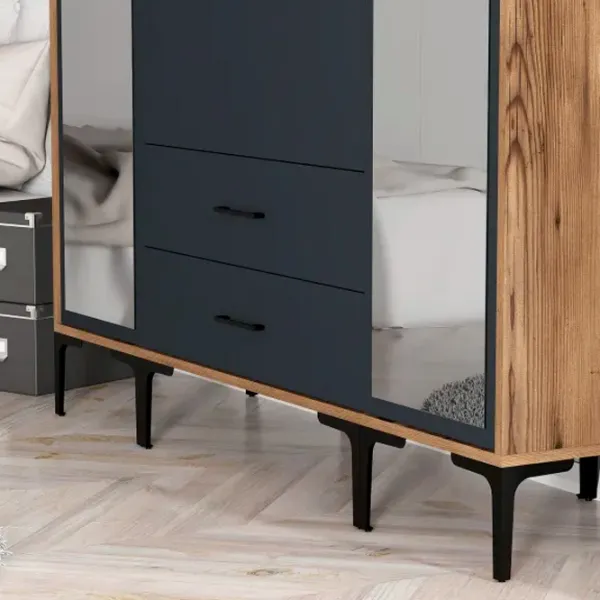 Dulap pentru haine Trendy Kumsal RTR 160 x 47.5 x 201.4 / PAL melaminat / Walnut photo 6