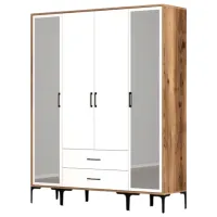 Dulap pentru haine Trendy Kumsal RTR 160 x 47.5 x 201.4 / PAL melaminat / Walnut