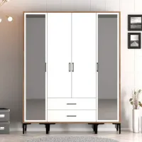 Dulap pentru haine Trendy Kumsal RTR 160 x 47.5 x 201.4 / PAL melaminat / Walnut photo 3