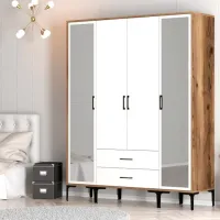 Dulap pentru haine Trendy Kumsal RTR 160 x 47.5 x 201.4 / PAL melaminat / Walnut photo 5