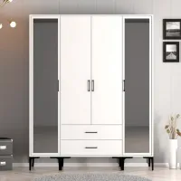 Dulap pentru haine Trendy Kumsal RTR 160 x 47.5 x 201.4 / PAL melaminat / White photo 3