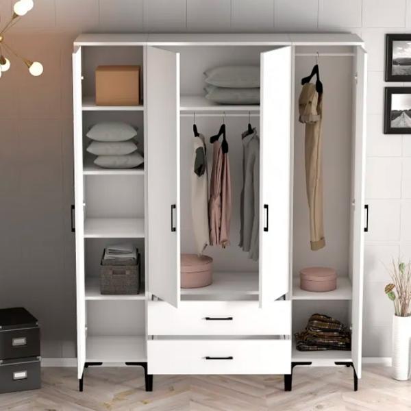 Dulap pentru haine Trendy Kumsal RTR 160 x 47.5 x 201.4 / PAL melaminat / White photo 4