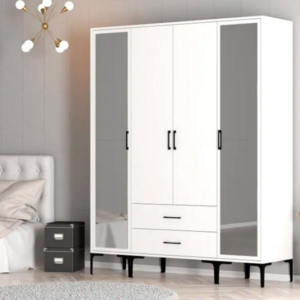 Dulap pentru haine Trendy Kumsal RTR 160 x 47.5 x 201.4 / PAL melaminat / White photo 5