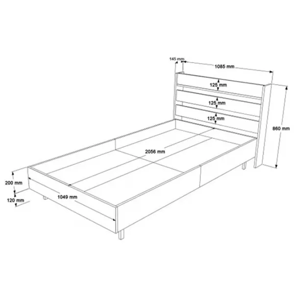 Кровать Trendy ON13-W 100 x 200 см / ДСП / Дуб photo 2