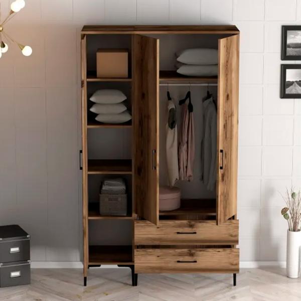 Dulap pentru haine Trendy Kumsal RT 120 x 47.5 x 201.4 / PAL melaminat / Walnut photo 4