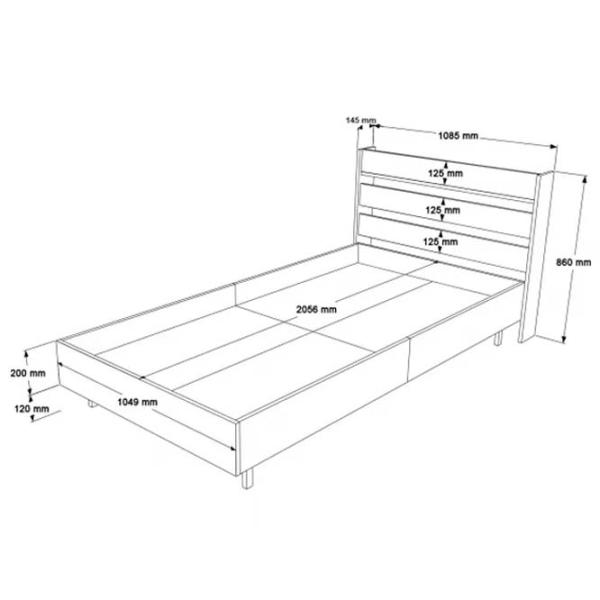 Кровать Trendy ON13-W 100 x 200 см / ДСП / Дуб photo 2