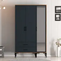 Dulap pentru haine Trendy Kumsal RT 120 x 47.5 x 201.4 / PAL melaminat / Walnut photo 4