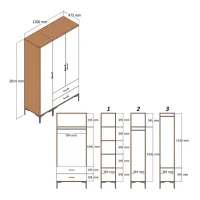 Dulap pentru haine Trendy Kumsal RT 120 x 47.5 x 201.4 / PAL melaminat / Walnut photo 2