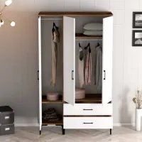 Dulap pentru haine Trendy Kumsal RT 120 x 47.5 x 201.4 / PAL melaminat / Walnut photo 6