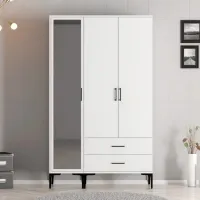 Dulap pentru haine Trendy Kumsal RT 120 x 47.5 x 201.4 / PAL melaminat / White photo 3