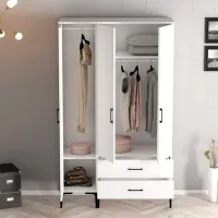 Dulap pentru haine Trendy Kumsal RT 120 x 47.5 x 201.4 / PAL melaminat / White photo 6