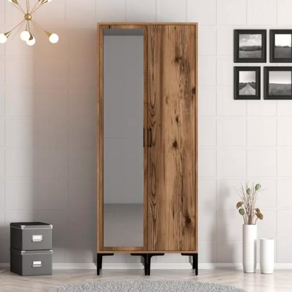Dulap pentru haine Trendy Kumsal RS 80 x 47.5 x 201.4 / PAL melaminat / Walnut photo 2