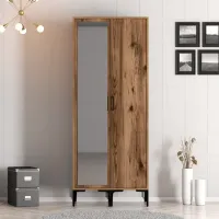 Dulap pentru haine Trendy Kumsal RS 80 x 47.5 x 201.4 / PAL melaminat / Walnut photo 2