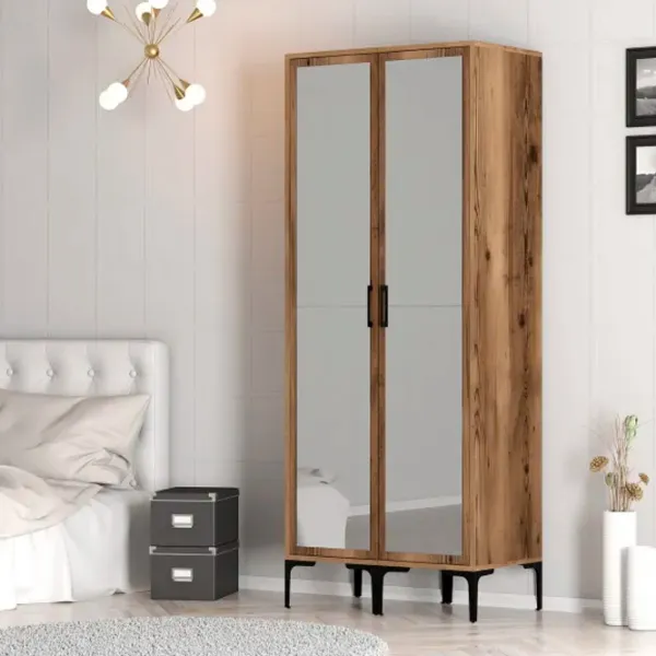 Dulap pentru haine Trendy Kumsal RR 80 x 47.5 x 201.4 / PAL melaminat / Walnut photo 5