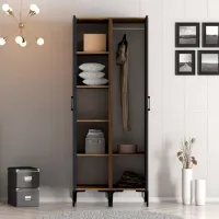 Dulap pentru haine Trendy Kumsal RR 80 x 47.5 x 201.4 / PAL melaminat / Walnut photo 4