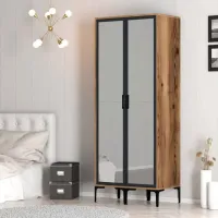 Dulap pentru haine Trendy Kumsal RR 80 x 47.5 x 201.4 / PAL melaminat / Walnut photo 5