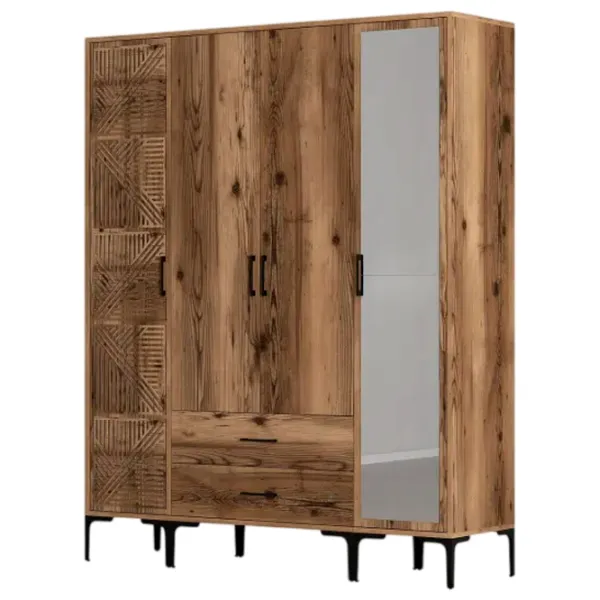 Dulap pentru haine Trendy Kumsal PTR 160 x 47.5 x 201.4 / PAL melaminat / Walnut photo 1
