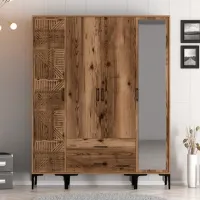 Dulap pentru haine Trendy Kumsal PTR 160 x 47.5 x 201.4 / PAL melaminat / Walnut photo 3