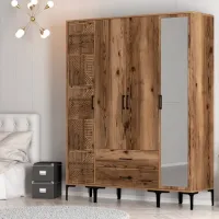 Dulap pentru haine Trendy Kumsal PTR 160 x 47.5 x 201.4 / PAL melaminat / Walnut photo 5
