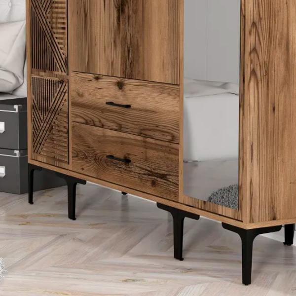 Dulap pentru haine Trendy Kumsal PTR 160 x 47.5 x 201.4 / PAL melaminat / Walnut photo 6