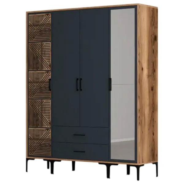 Dulap pentru haine Trendy Kumsal PTR 160 x 47.5 x 201.4 / PAL melaminat / Walnut photo 1