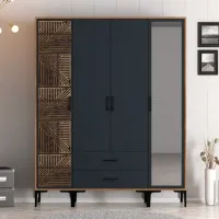 Dulap pentru haine Trendy Kumsal PTR 160 x 47.5 x 201.4 / PAL melaminat / Walnut photo 3
